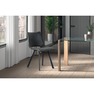 Chaises de salle à manger en cuir PU noir MIMI