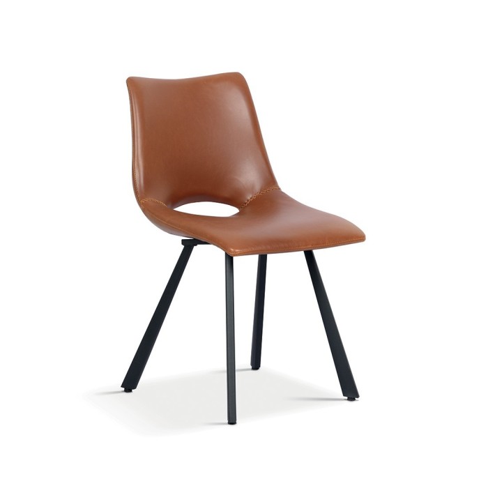 Chaises de salle à manger en cuir PU cognac MIMI