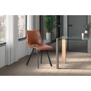 Chaises de salle à manger en cuir PU cognac MIMI