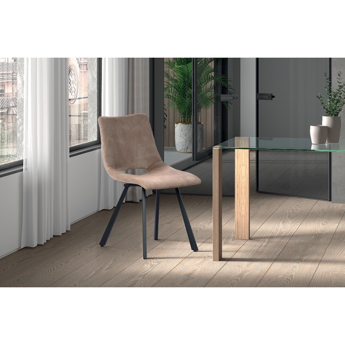 Chaises de salle à manger en cuir PU beige MIMI