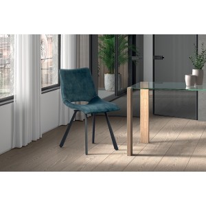 Chaises de salle à manger en cuir PU bleu MIMI