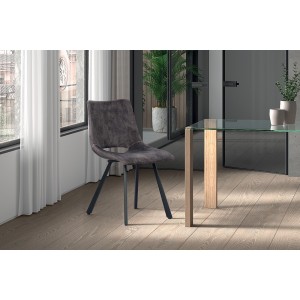 Chaises de salle à manger en cuir PU gris MIMI