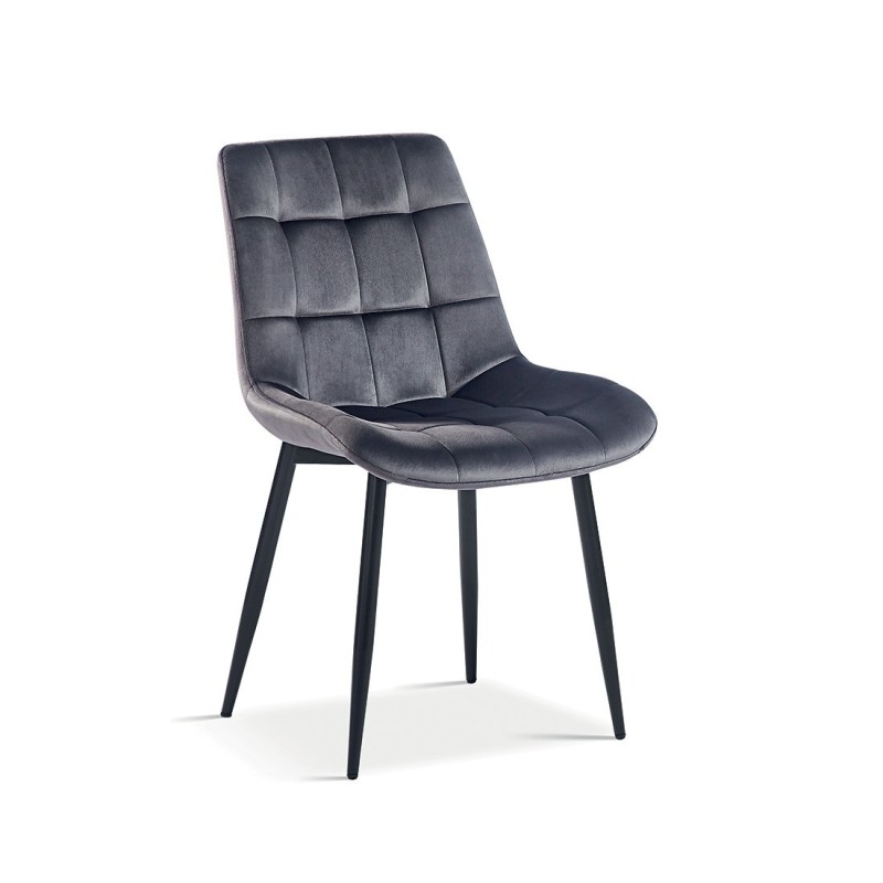Chaise en velours de salle à manger avec pieds en métal taupe KALI
