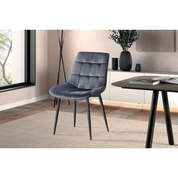 Chaise en velours de salle à manger avec pieds en métal taupe KALI