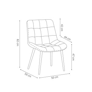 Chaise en velours de salle à manger avec pieds en métal taupe KALI