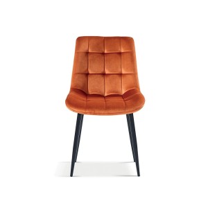 Chaise en velours de salle à manger avec pieds en métal orange KALI