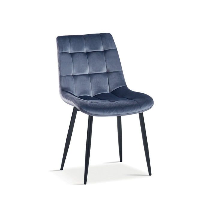 Chaise en velours de salle à manger avec pieds en métal gris foncé KALI