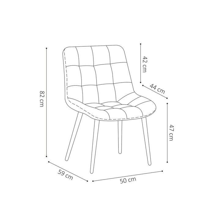 Chaise en velours de salle à manger avec pieds en métal gris foncé KALI