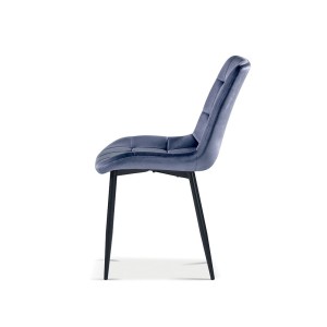 Chaise en velours de salle à manger avec pieds en métal gris foncé KALI