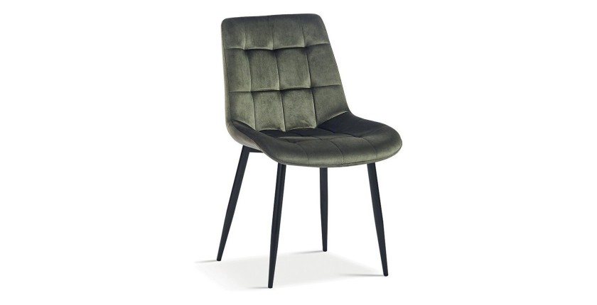 Chaise en velours de salle à manger avec pieds en métal vert KALI