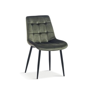 Chaise en velours de salle à manger avec pieds en métal vert KALI
