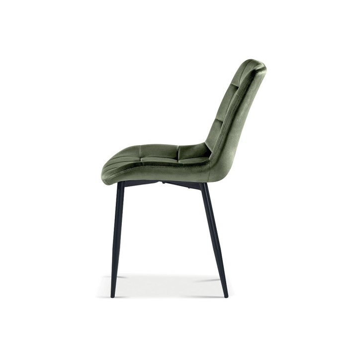 Chaise en velours de salle à manger avec pieds en métal vert KALI