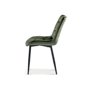 Chaise en velours de salle à manger avec pieds en métal vert KALI