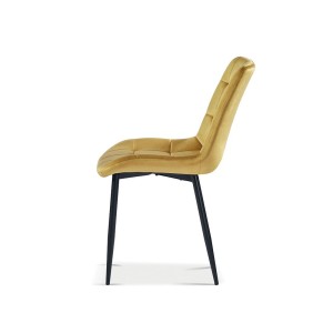 Chaise en velours de salle à manger avec pieds en métal or KALI