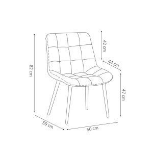 Chaise en velours de salle à manger avec pieds en métal or KALI