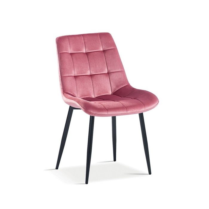 Chaise en velours de salle à manger avec pieds en métal rose KALI