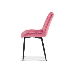 Chaise en velours de salle à manger avec pieds en métal rose KALI