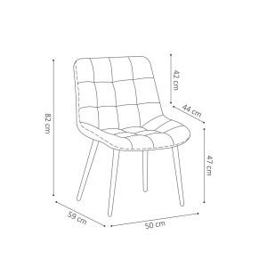 Chaise en velours de salle à manger avec pieds en métal rose KALI