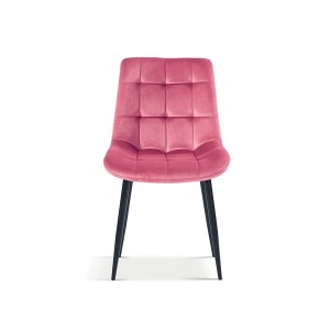 Chaise en velours de salle à manger avec pieds en métal rose KALI