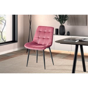 Chaise en velours de salle à manger avec pieds en métal rose KALI