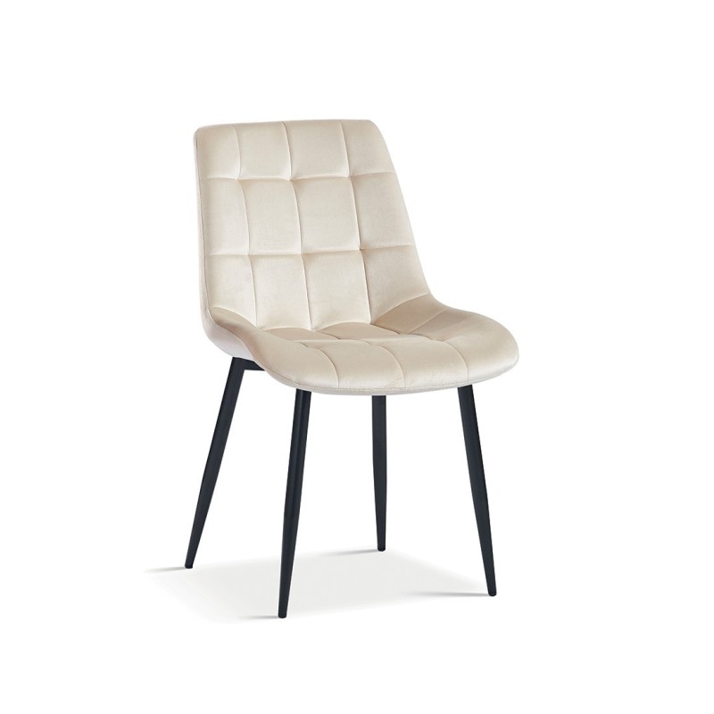 Chaise en velours de salle à manger avec pieds en métal beige KALI