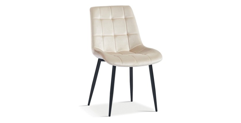 Chaise en velours de salle à manger avec pieds en métal beige KALI