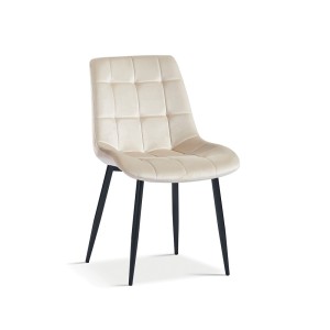 Chaise en velours de salle à manger avec pieds en métal beige KALI