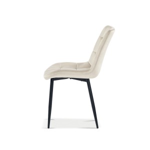Chaise en velours de salle à manger avec pieds en métal beige KALI