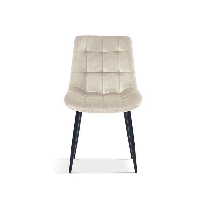 Chaise en velours de salle à manger avec pieds en métal beige KALI