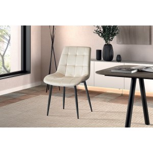 Chaise en velours de salle à manger avec pieds en métal beige KALI