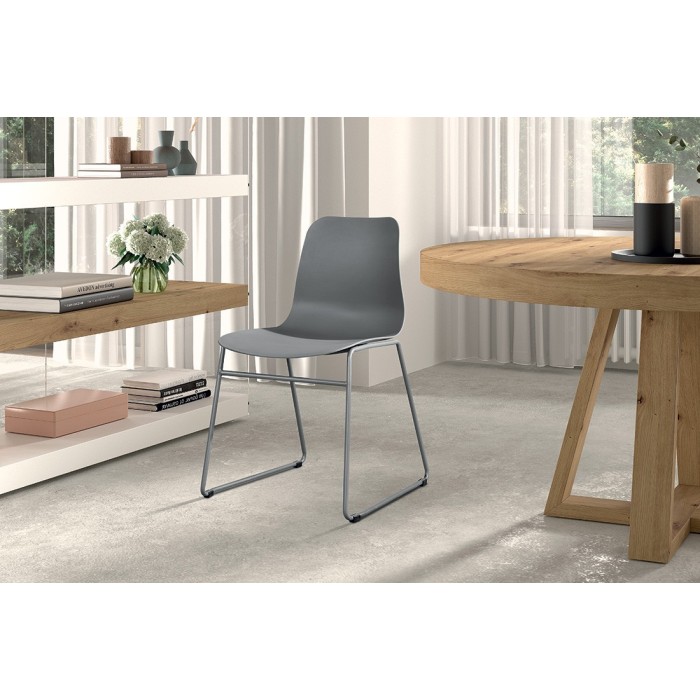 Chaise en polypropylène MARIE de salle à manger bar café, couleur : gris