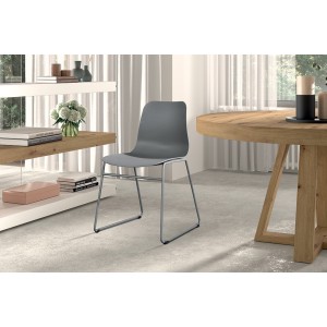 Chaise en polypropylène MARIE de salle à manger bar café, couleur : gris