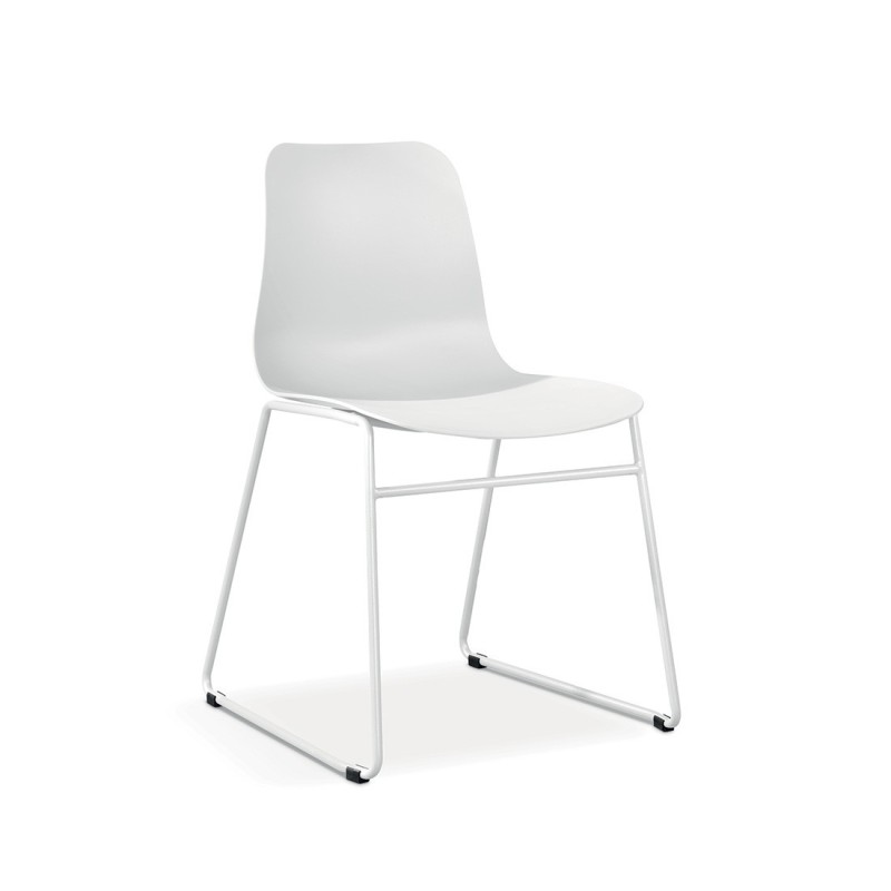Chaise en polypropylène MARIE de salle à manger bar café, couleur : blanc