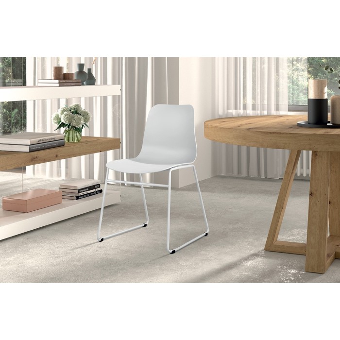 Chaise en polypropylène MARIE de salle à manger bar café, couleur : blanc