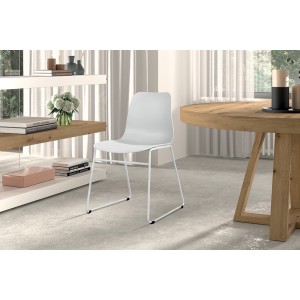 Chaise en polypropylène MARIE de salle à manger bar café, couleur : blanc