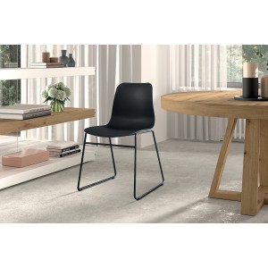 Chaise en polypropylène MARIE de salle à manger bar café, couleur : noir