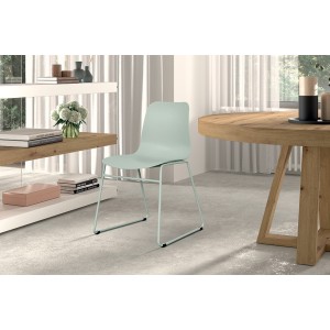 Chaise en polypropylène MARIE de salle à manger bar café, couleur : gris vert