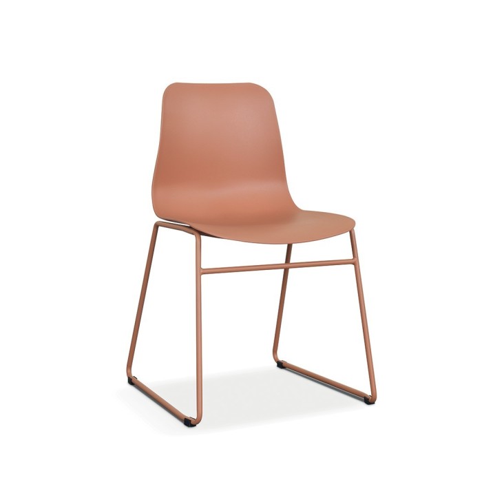 Chaise en polypropylène MARIE de salle à manger bar café, couleur : terracotta