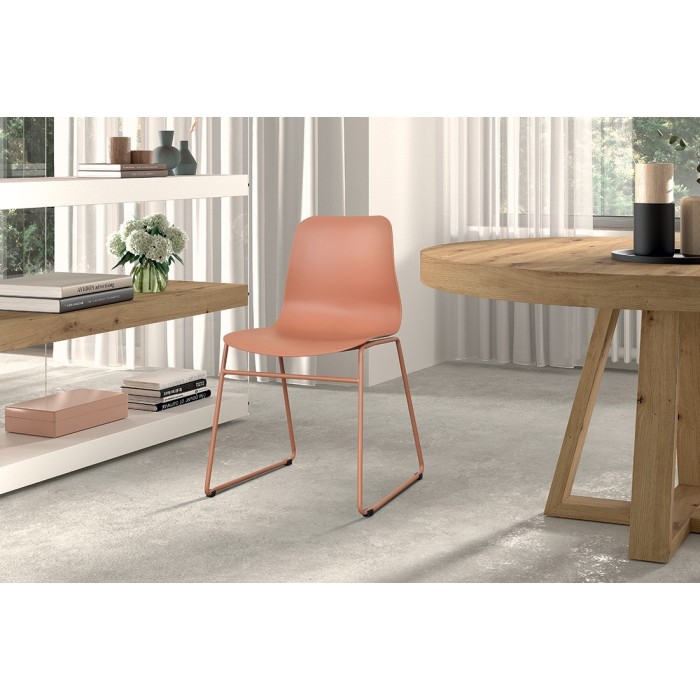 Chaise en polypropylène MARIE de salle à manger bar café, couleur : terracotta