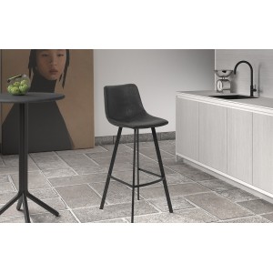 Chaise de comptoir 'Ozon' PU Noir, dimensions : H98 x L45 x P49 cm