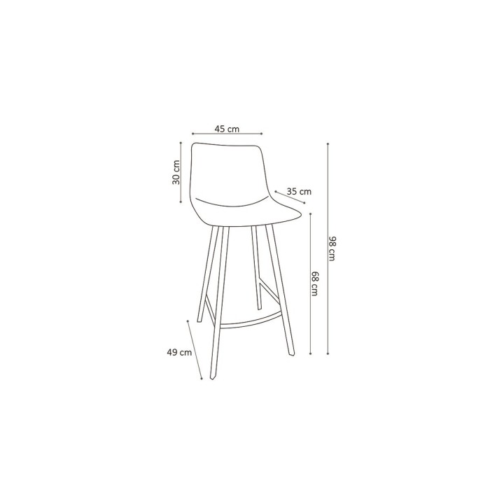 Chaise de comptoir 'Ozon' PU Cognac, dimensions : H98 x L45 x P49 cm