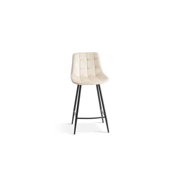 Chaise de comptoir 'Jute' Velours Beige, dimensions : H95 x L46 x P36 cm