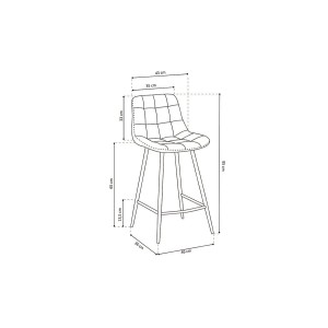 Chaise de comptoir 'Jute' Velours Bleu, dimensions : H95 x L46 x P36 cm