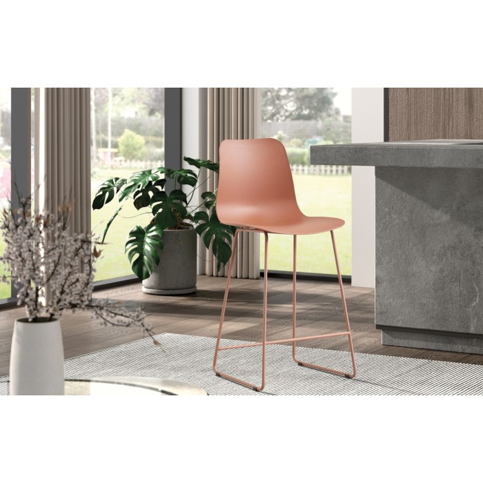 Chaise de comptoir 'Mario' PP Terracotta, dimensions : H100.5 x L51 x P44cm