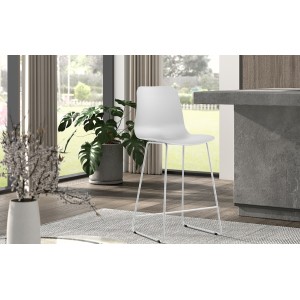 Chaise de comptoir 'Mario' PP Blanc, dimensions : H100.5 x L51 x P44cm