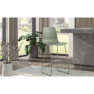 Chaise de comptoir 'Mario' PP Gris-vert, dimensions : H100.5 x L51 x P44cm