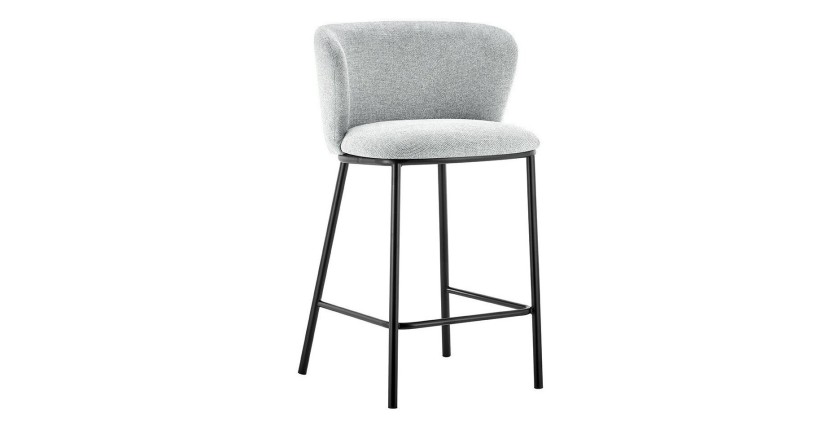 Chaise de comptoir 'Arthus' Tissu Gris clair, dimensions : H88.5 x L53 x P50.5 cm