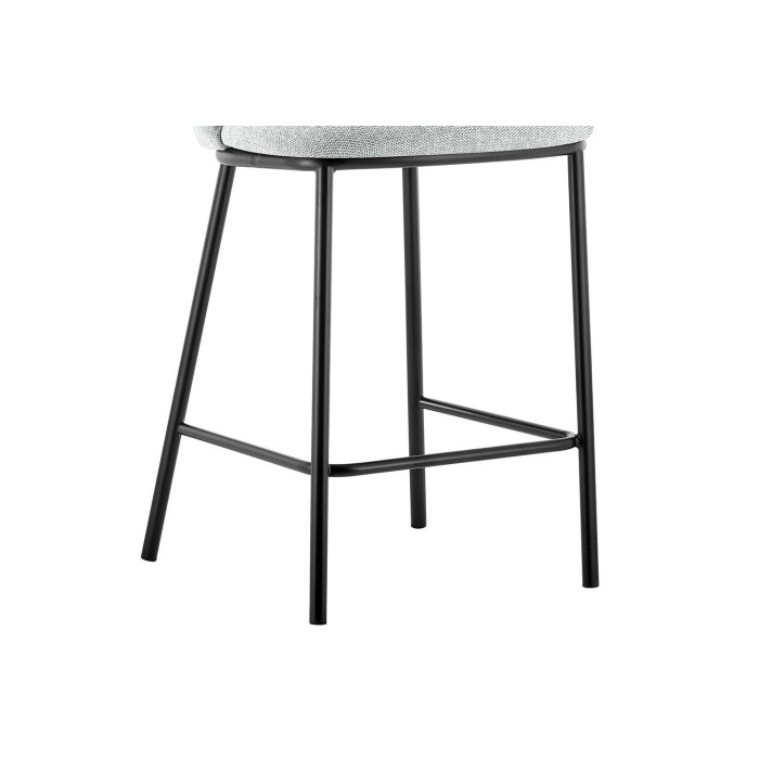 Chaise de comptoir 'Arthus' Tissu Gris clair, dimensions : H88.5 x L53 x P50.5 cm