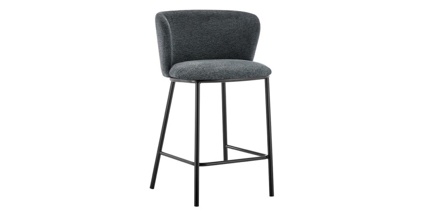 Chaise de comptoir 'Arthus' Tissu Gris foncé, dimensions : H88.5 x L53 x P50.5 cm