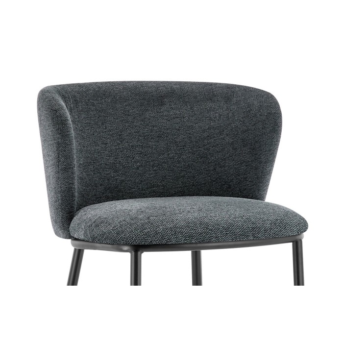 Chaise de comptoir 'Arthus' Tissu Gris foncé, dimensions : H88.5 x L53 x P50.5 cm